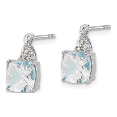14K White Gold 1/20 ct tw Aquamarine & Diamond Dangle Earrings – view 2