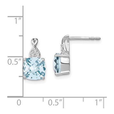 14K White Gold 1/20 ct tw Aquamarine & Diamond Dangle Earrings – view 4