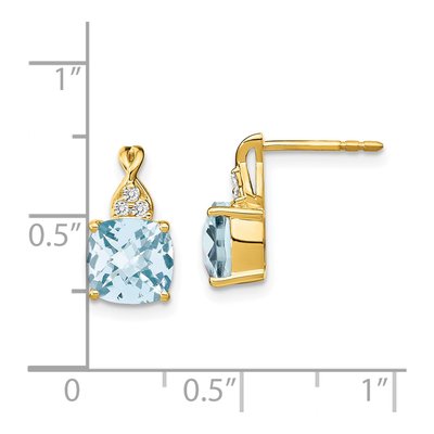14K Yellow Gold 1/20 ct tw Aquamarine & Diamond Dangle Earrings – view 4
