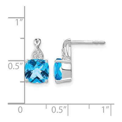 14K White Gold 1/20 ct tw Sky Blue Topaz & Diamond Dangle Earrings – view 4