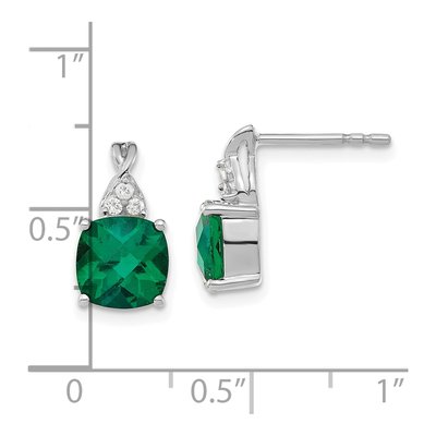 14K White Gold 1/20 ct tw Lab-Created Emerald & Diamond Dangle Earrings – view 4