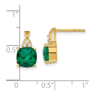 14K Yellow Gold 1/20 ct tw Lab-Created Emerald & Diamond Dangle Earrings – view 4