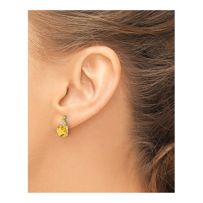 14K Yellow Gold 1/20 ct tw Citrine & Diamond Dangle Earrings – view 3