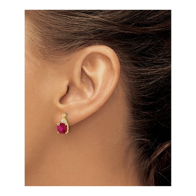 10K Gold Lab-Created Ruby & Diamond Earrings – view 4