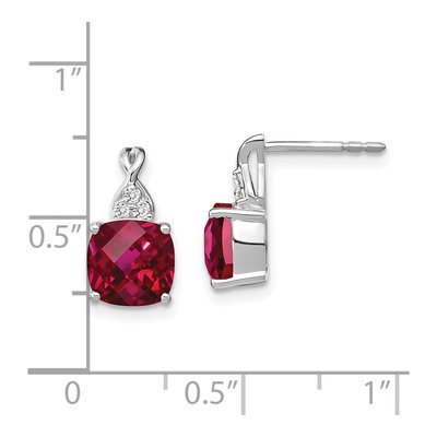 14K White Gold 1/20 ct tw Lab-Created Ruby & Diamond Birthstone Dangle Earrings – view 4