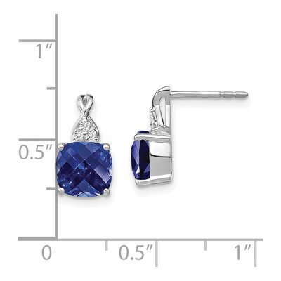 14K White Gold 1/20 ct tw Lab-Created Sapphire & Diamond Dangle Earrings – view 4
