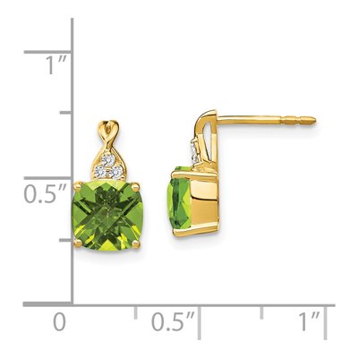 14K Yellow Gold 1/20 ct tw Peridot & Diamond Dangle Earrings – view 4
