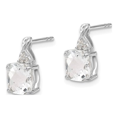 14K White Gold 1/20 ct tw White Topaz & Diamond Dangle Earrings – view 2