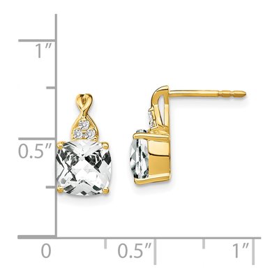 14K Yellow Gold 1/20 ct tw White Topaz & Diamond Dangle Earrings – view 4