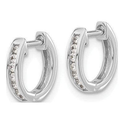 10K White Gold 1/10 ct tw 11mm Diamond Huggie Hoop Earrings – view 2