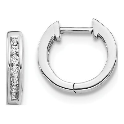 10K White Gold 1/10 ct tw 11mm Diamond Huggie Hoop Earrings