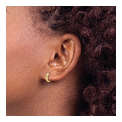 10K Yellow Gold 1/10 ct tw 11mm Diamond Huggie Hoop Earrings – view 4