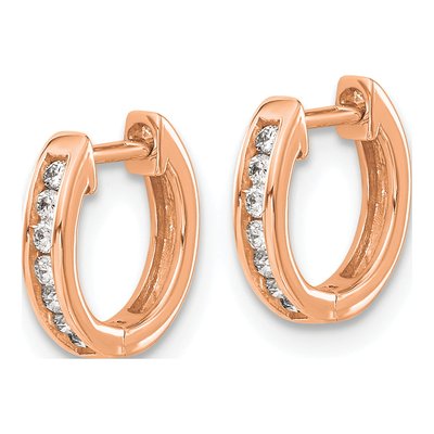 14K Rose Gold 1/10 ct tw 11mm Diamond Huggie Hoop Earrings – view 2