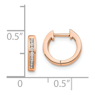 14K Rose Gold 1/10 ct tw 11mm Diamond Huggie Hoop Earrings – view 4