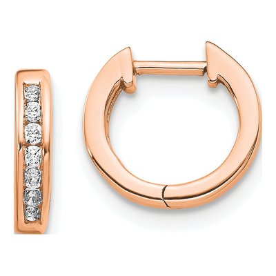 14K Rose Gold 1/10 ct tw 11mm Diamond Huggie Hoop Earrings