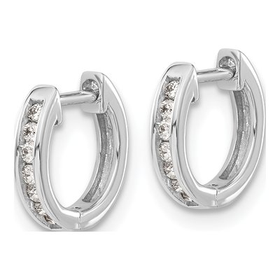 14K White Gold 1/10 ct tw 11mm Diamond Channel Huggie Hoop Earrings – view 3