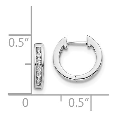 14K White Gold 1/10 ct tw 11mm Diamond Channel Huggie Hoop Earrings – view 5