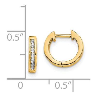 14K Yellow Gold 1/10 ct tw 11mm Diamond Channel Huggie Hoop Earrings – view 5