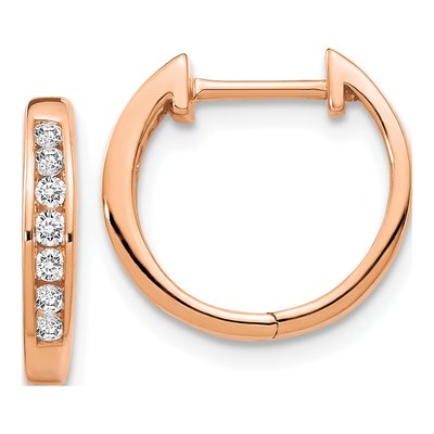 10K Rose Gold 1/5 ct tw 13mm Diamond Huggie Hoop Earrings