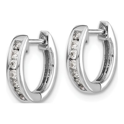 10K White Gold 1/5 ct tw 13mm Diamond Huggie Hoop Earrings – view 2