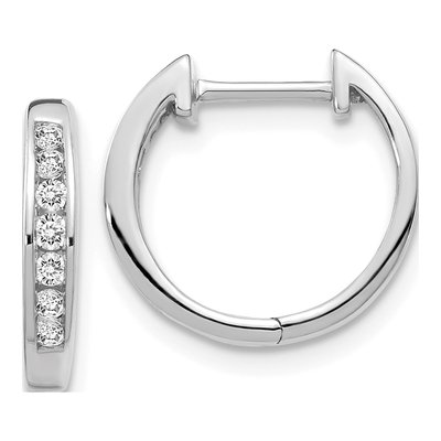 10K White Gold 1/5 ct tw 13mm Diamond Huggie Hoop Earrings