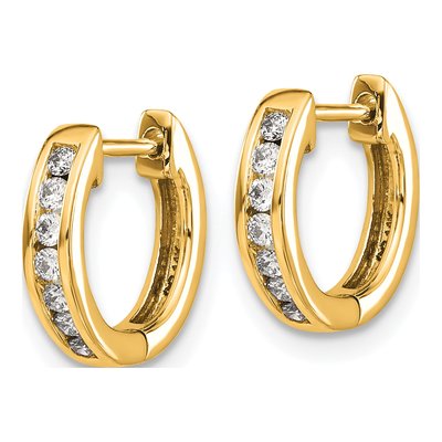 10K Yellow Gold 1/5 ct tw 13mm Diamond Huggie Hoop Earrings – view 2
