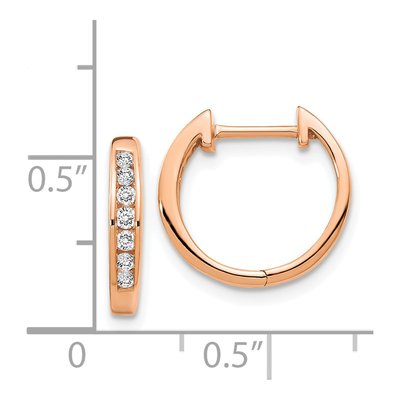 14K Rose Gold 1/5 ct tw 13mm Diamond Channel Huggie Hoop Earrings – view 3