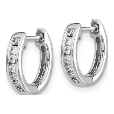 14K White Gold 1/5 ct tw 13mm Diamond Channel Huggie Hoop Earrings – view 3