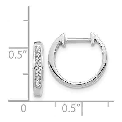 14K White Gold 1/5 ct tw 13mm Diamond Channel Huggie Hoop Earrings – view 5
