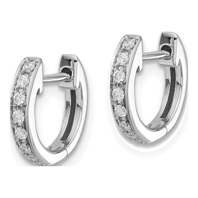 10K White Gold 1/6 ct tw 11mm Diamond Huggie Hoop Earrings – view 2
