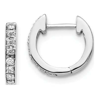 10K White Gold 1/6 ct tw 11mm Diamond Huggie Hoop Earrings