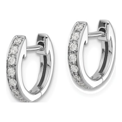 14K White Gold 1/6 ct tw 11mm Diamond Huggie Hoop Earrings – view 3