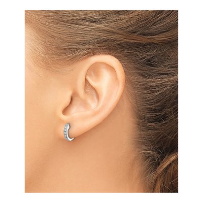 14K White Gold 1/6 ct tw 11mm Diamond Huggie Hoop Earrings – view 4