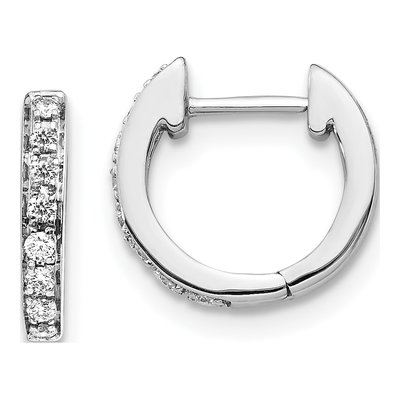 14K White Gold 1/6 ct tw 11mm Diamond Huggie Hoop Earrings