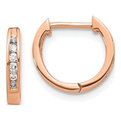 10K Rose Gold 1/8 ct tw 11mm Diamond Huggie Hoop Earrings