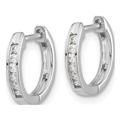 10K White Gold 1/8 ct tw 11mm Diamond Huggie Hoop Earrings – view 2