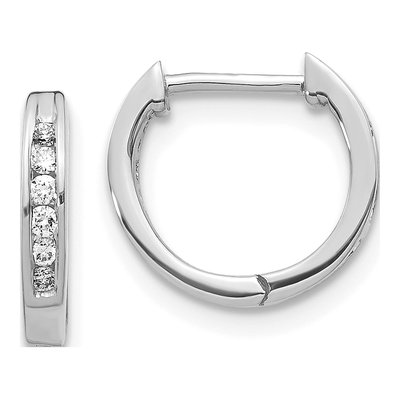 10K White Gold 1/8 ct tw 11mm Diamond Huggie Hoop Earrings