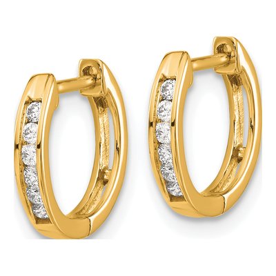 10K Yellow Gold 1/8 ct tw 11mm Diamond Huggie Hoop Earrings – view 2