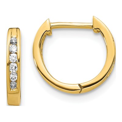 10K Yellow Gold 1/8 ct tw 11mm Diamond Huggie Hoop Earrings