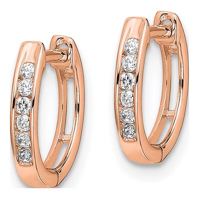 14K Rose Gold 1/8 ct tw 11mm Diamond Channel Huggie Hoop Earrings – view 2