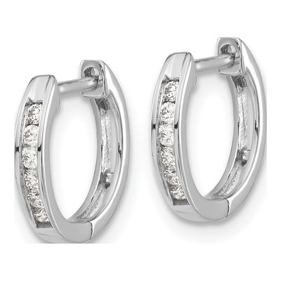14K White Gold Diamond Channel Hoop Earrings – view 3
