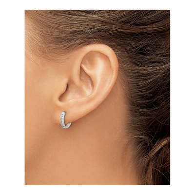 14K White Gold Diamond Channel Hoop Earrings – view 4