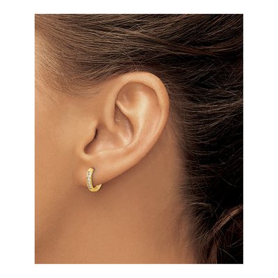 14K Yellow Gold Diamond Channel Hoop Earrings – view 4