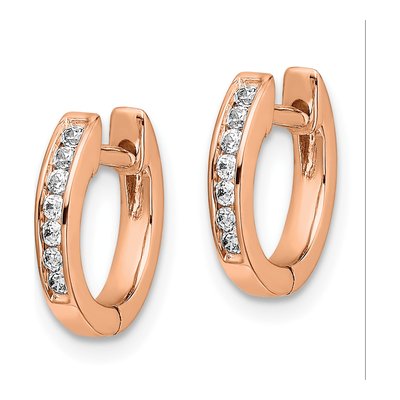 14K Rose Gold 1/6 ct tw Diamond Channel Huggie Hoop Earrings – view 3