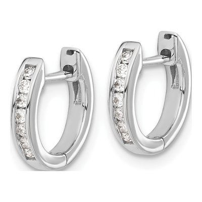 14K White Gold 1/6 ct tw Diamond Channel Huggie Hoop Earrings – view 3