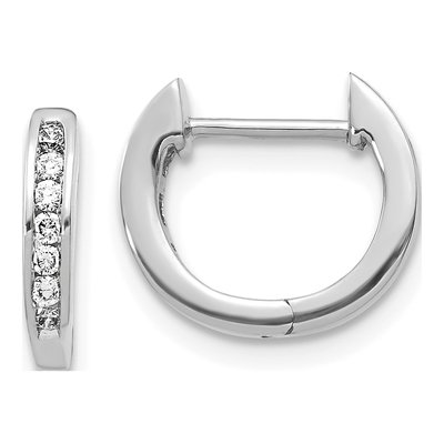 14K White Gold 1/6 ct tw Diamond Channel Huggie Hoop Earrings