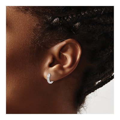 14K White Gold 1/8 ct tw Lab-Grown Diamond Huggie Hoop Earrings – view 4