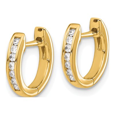 14K Yellow Gold Diamond Channel Hoop Earrings – view 2