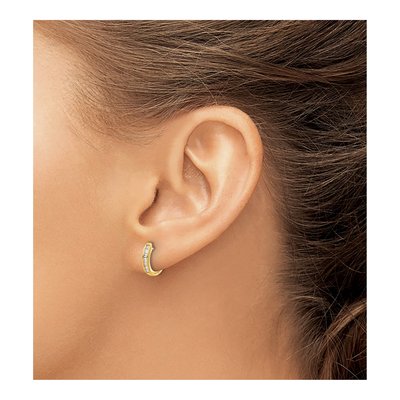 14K Yellow Gold 1/8 ct tw Lab-Grown Diamond Huggie Hoop Earrings – view 3