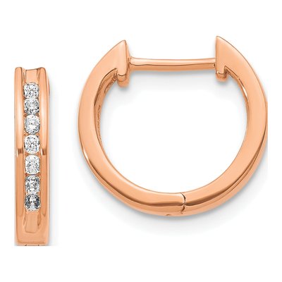 10K Rose Gold 1/5 ct tw Diamond Huggie Hoop Earrings